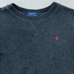 Polo Ralph Lauren Sweatshirt Youth 7 Charcoal Gray Crewneck Fleece Red Pony Logo